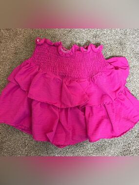 NWOT Hot Pink Smocked Ruffle Skort XL Tiered Shorts Underneath